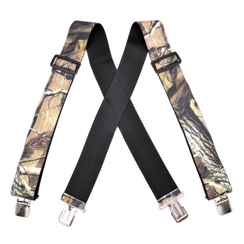 2 Inch Wide Stretch X-back Shape Strong Men Printed Outdoors Suspenders With Jumbo Heavy Duty Metal Gripper Clasp